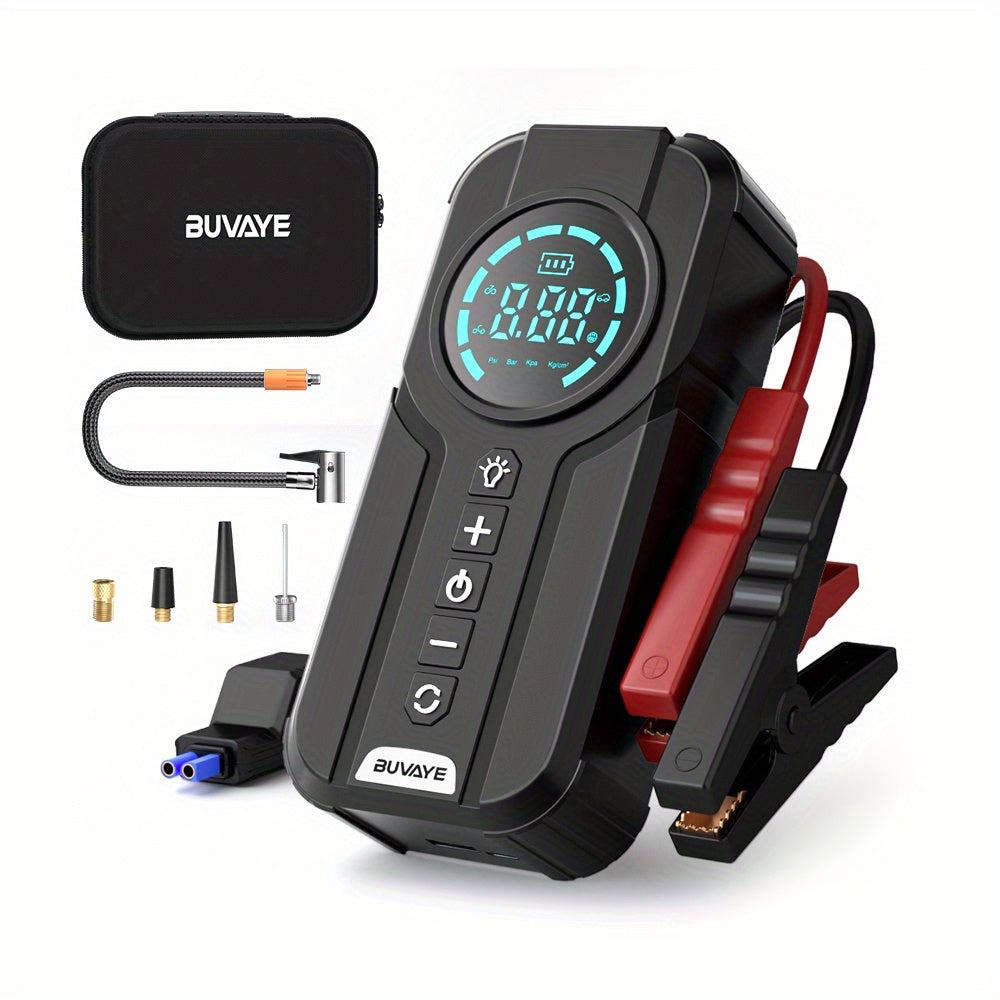 4-in-1 Car Jump Starter & Tire Inflator – Portable Battery Booster and Air Compressor for Cars