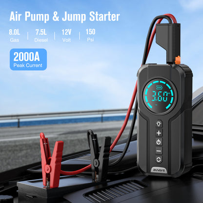 4-in-1 Car Jump Starter & Tire Inflator – Portable Battery Booster and Air Compressor for Cars