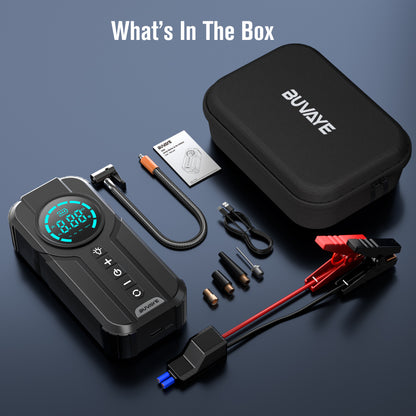 4-in-1 Car Jump Starter & Tire Inflator – Portable Battery Booster and Air Compressor for Cars
