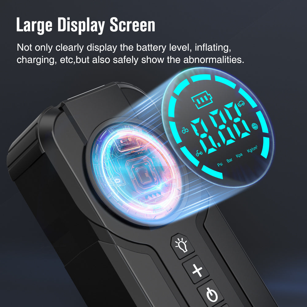 4-in-1 Car Jump Starter & Tire Inflator – Portable Battery Booster and Air Compressor for Cars