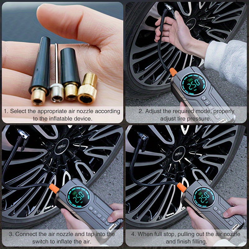 4-in-1 Car Jump Starter & Tire Inflator – Portable Battery Booster and Air Compressor for Cars