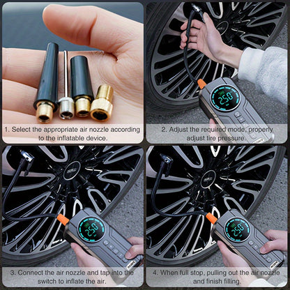 4-in-1 Car Jump Starter & Tire Inflator – Portable Battery Booster and Air Compressor for Cars