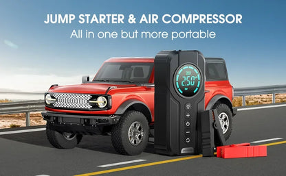 4-in-1: Jump-starter + Air Pump + Power Bank + LED Light