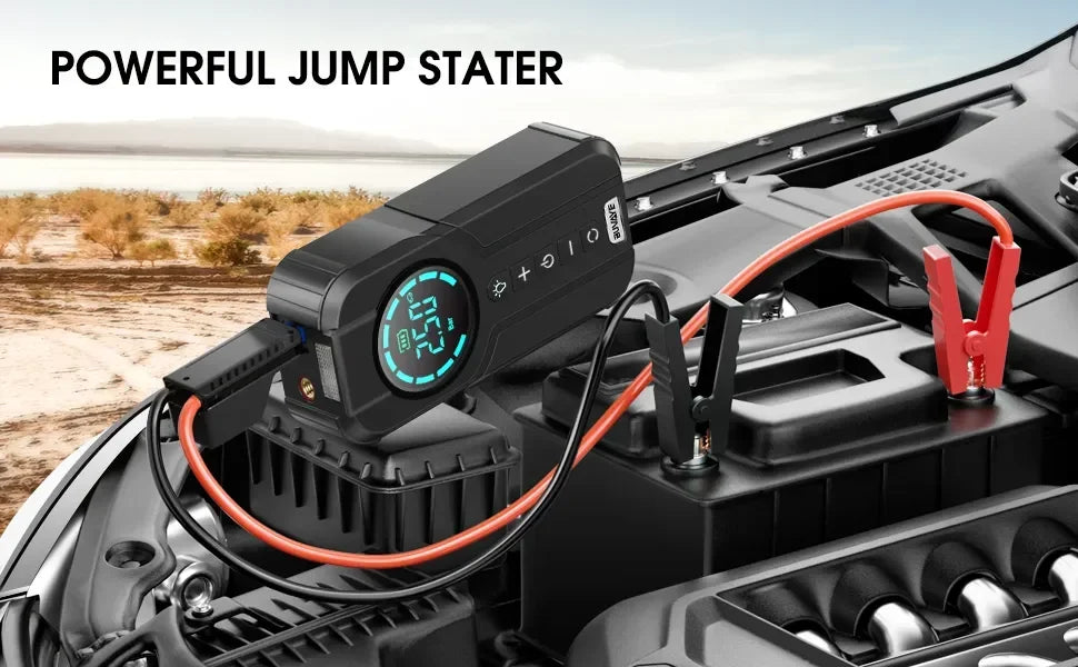 4-in-1: Jump-starter + Air Pump + Power Bank + LED Light