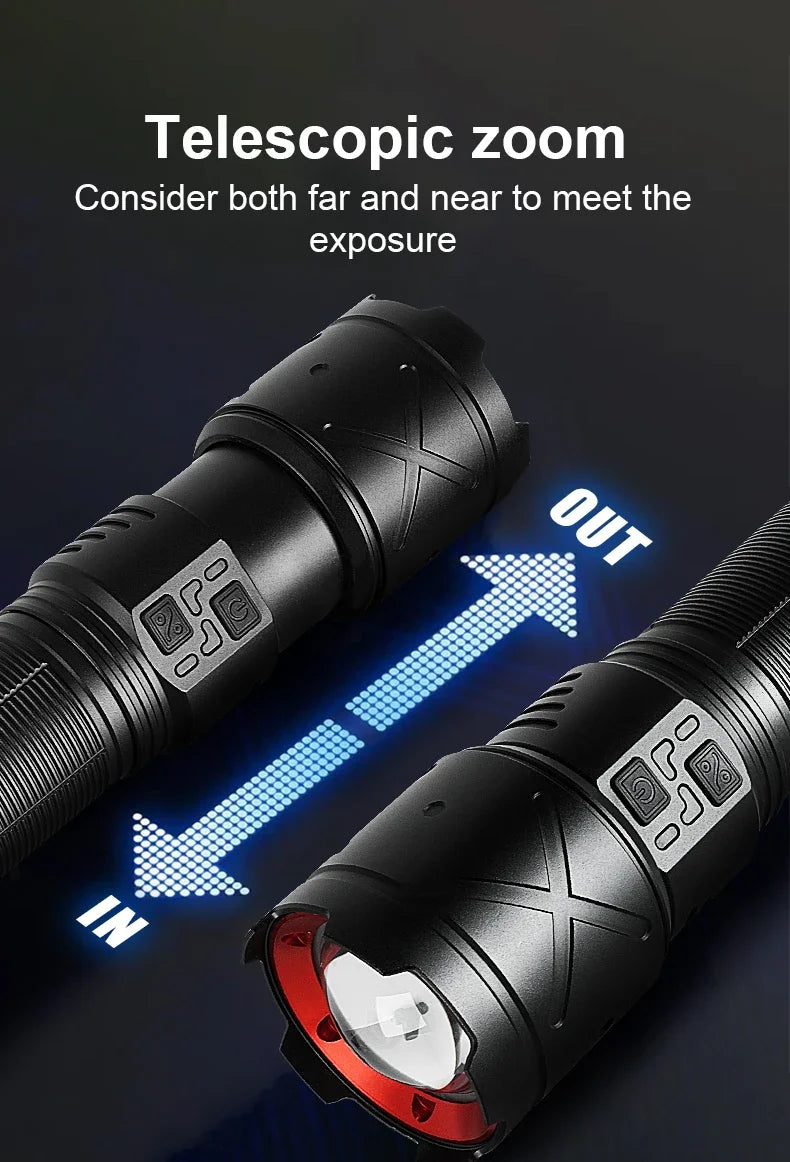 Ultra Bright Rechargeable LED Torch – Tactical Zoom Flashlight
