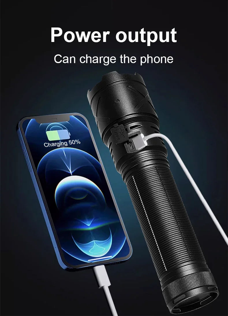 Ultra Bright Rechargeable LED Torch – Tactical Zoom Flashlight
