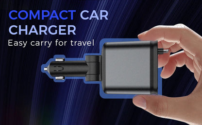4-in-1 Retractable Car Charger with Starry Sky Light