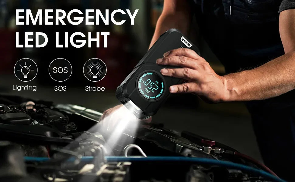 4-in-1: Jump-starter + Air Pump + Power Bank + LED Light